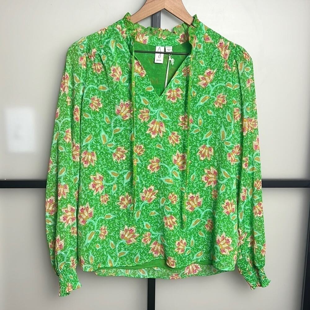 NWT Joie Green Floral Blouse Size XS